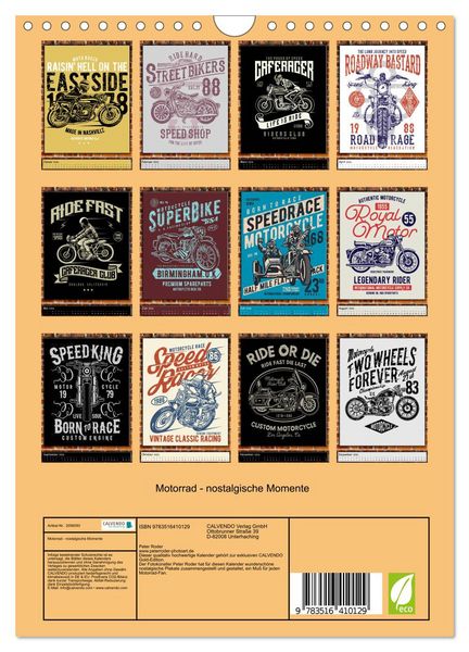 Produktbild: Motorrad - nostalgische Momente (Wandkalender 2026 DIN A4 hoch), CALVENDO Monatskalender