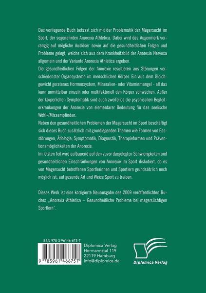 Produktbild: Sportanorexie. Folgen f&uuml;r die physische und psychische Gesundheit