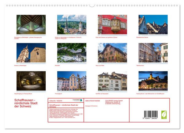 Produktbild: Schaffhausen - n&ouml;rdlichste Stadt der Schweiz (hochwertiger Premium Wandkalender 2026 DIN A2 quer), Kunstdruck in Hochglanz