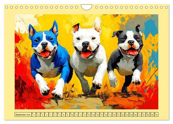 Produktbild: Pit Bulls und Familie. Bunte Bull Breed Sch&ouml;nheiten (Wandkalender 2026 DIN A4 quer), CALVENDO Monatskalender