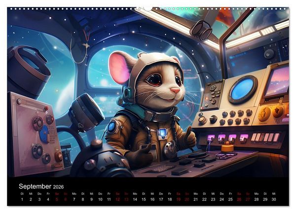 Produktbild: M&auml;use im All (Wandkalender 2026 DIN A2 quer), CALVENDO Monatskalender