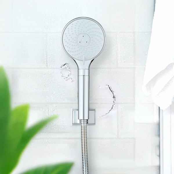 Produktbild: Duschkopf Mod. Water Saving, 12 cm, chrom, ABS, wei&szlig;, 3 Funktionen, wassersparend
