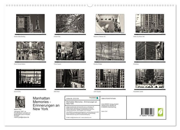 Produktbild: Manhattan Memories - Erinnerungen an New York (hochwertiger Premium Wandkalender 2026 DIN A2 quer), Kunstdruck in Hochglanz