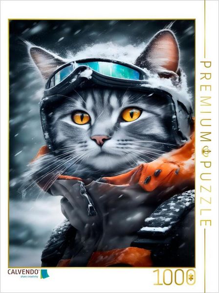 Produktbild: CALVENDO Puzzle Katze beim Outdoorsport - Winterwandern | 1000 Teile Lege-Gr&ouml;&szlig;e 64x48cm Foto-Puzzle f&uuml;r gl&uuml;ckliche Stunden