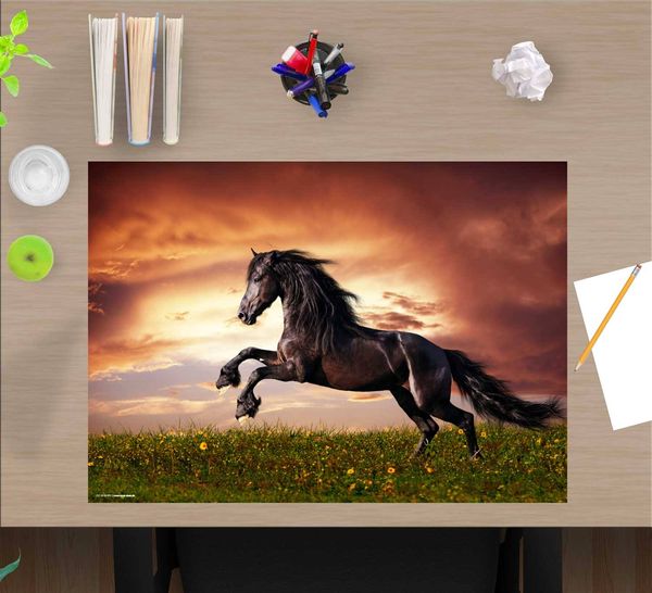 Produktbild: Cover-your-desk Schreibtischunterlage f&uuml;r Kinder und Erwachsene Schwarzes Pferd, aus hochwertigem Vinyl , 60 x 40 cm