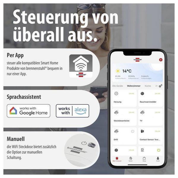 Produktbild: Brennenstuhl Connect 1294850100 Steckdose Innenbereich 3860 W (1294850100)