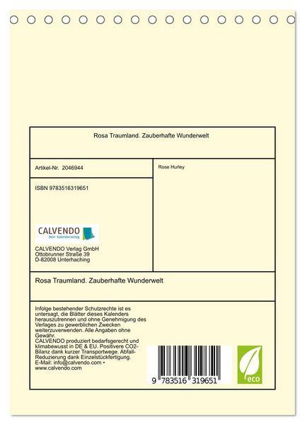 Produktbild: Rosa Traumland. Zauberhafte Wunderwelt (Tischkalender 2026 DIN A5 hoch), CALVENDO Monatskalender