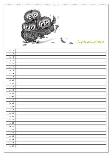 Produktbild: Tieronisch Eulen (hochwertiger Premium Wandkalender 2027 DIN A2 hoch), Kunstdruck in Hochglanz