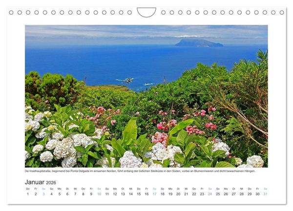 Produktbild: Azoren-Insel Flores - Farbtupfer auf einem erloschenen Vulkan Portugals (Wandkalender 2026 DIN A4 quer), CALVENDO Monatskalender
