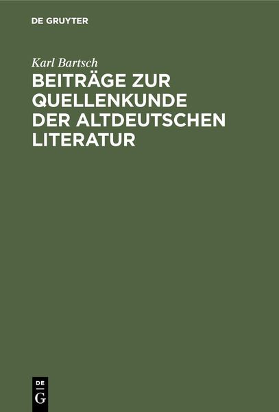 Produktbild: Beitr&auml;ge zur Quellenkunde der altdeutschen Literatur