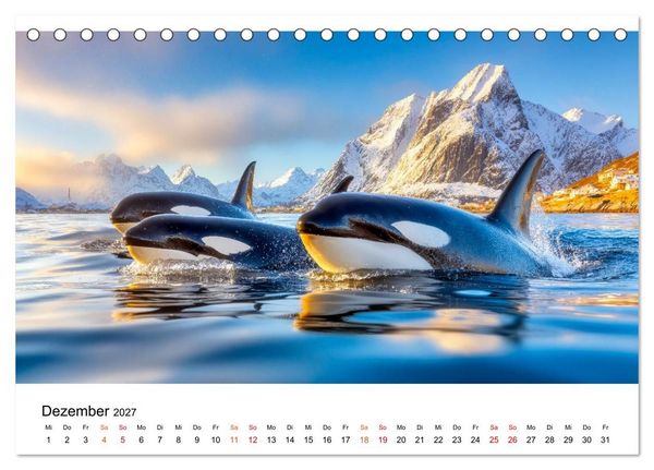 Produktbild: Orcas - ein Jahr voller Meer (Tischkalender 2027 DIN A5 quer), CALVENDO Monatskalender