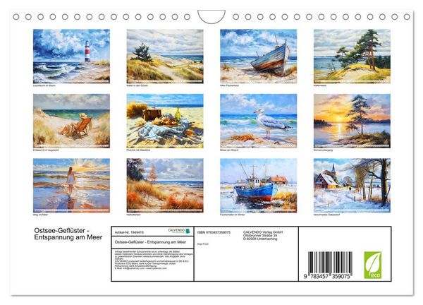 Produktbild: Ostsee-Gefl&uuml;ster - Entspannung am Meer (Wandkalender 2026 DIN A4 quer), CALVENDO Monatskalender