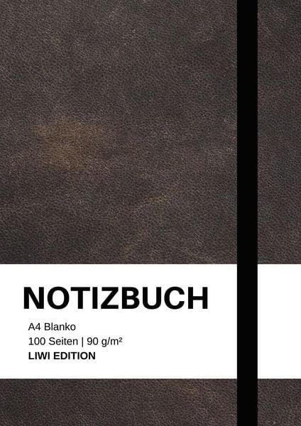 Produktbild: Notizbuch A4 blanko - 100 Seiten 90g/m&sup2; - Soft Cover Schwarz - Papier