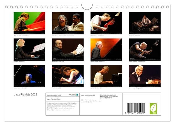 Produktbild: Jazz Pianists 2026 (Wall Calendar 2026 DIN A4 landscape), CALVENDO 12 Month Wall Calendar