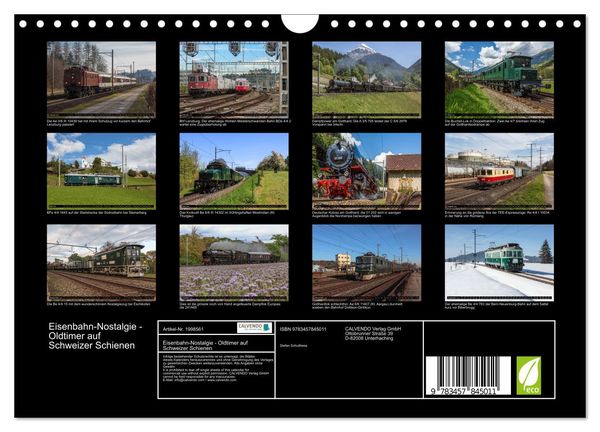 Produktbild: Eisenbahn-Nostalgie - Oldtimer auf Schweizer Schienen (Wandkalender 2026 DIN A4 quer), CALVENDO Monatskalender