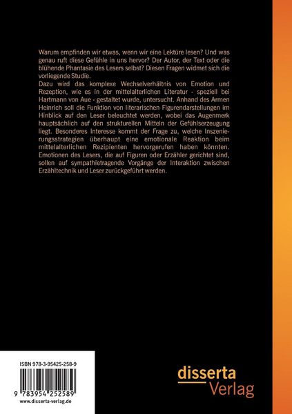 Produktbild: H&ouml;ren und F&uuml;hlen: Zur Rezeptionspsychologie Hartmanns von Aue im Armen Heinrich