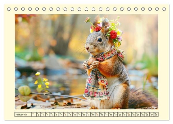 Produktbild: H&ouml;rnchen-Mode in der Natur. Niedliche Eichh&ouml;rnchen auf trendiger Mission (Tischkalender 2026 DIN A5 quer), CALVENDO Monatskalender