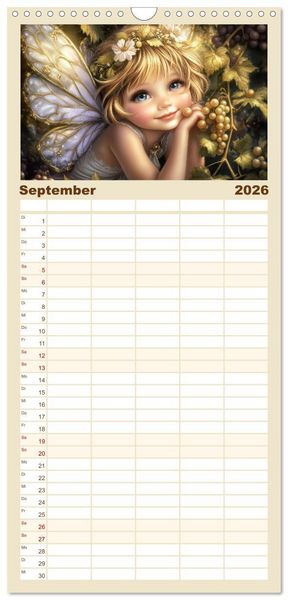 Produktbild: Familienplaner 2026 - Feenstaub und Kinderlachen mit 5 Spalten (Wandkalender, 21 x 45 cm) CALVENDO