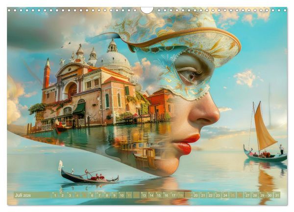 Produktbild: Wundervoll surreale venezianische Szenerien (Wandkalender 2026 DIN A3 quer), CALVENDO Monatskalender