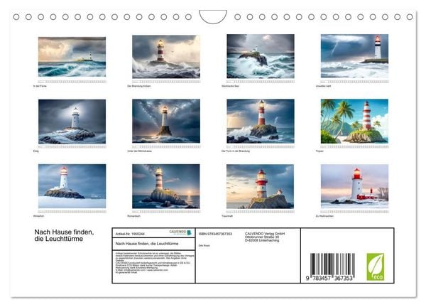 Produktbild: Nach Hause finden, die Leuchtt&uuml;rme (Wandkalender 2026 DIN A4 quer), CALVENDO Monatskalender