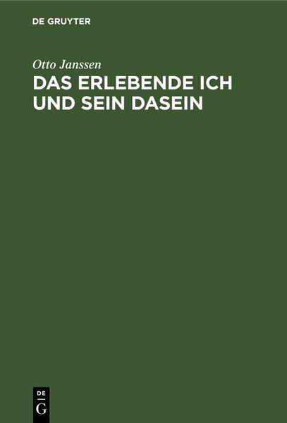 Produktbild: Das erlebende Ich und sein Dasein