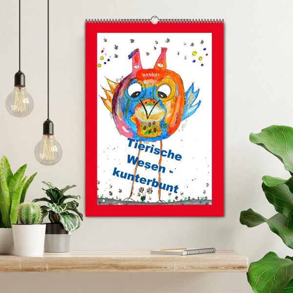 Produktbild: Tierische Wesen - kunterbunt (Wandkalender 2026 DIN A2 hoch), CALVENDO Monatskalender