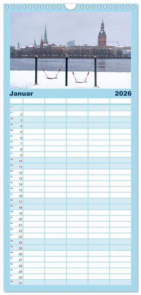 Produktbild: Familienplaner 2026 - Riga - Paris des Ostens mit 5 Spalten (Wandkalender, 21 x 45 cm) CALVENDO