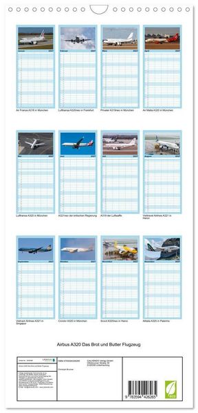 Produktbild: Familienplaner 2027 - Airbus A320 Das Brot und Butter Flugzeug mit 5 Spalten (Wandkalender, 21 x 45 cm) CALVENDO