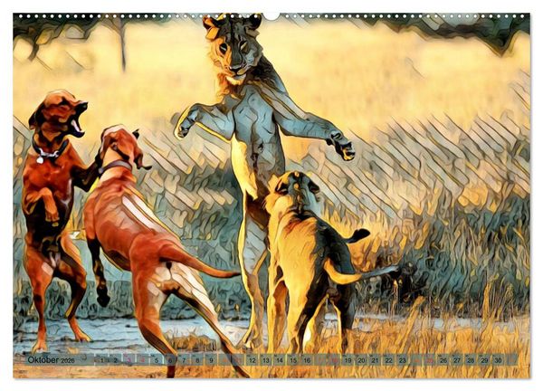 Produktbild: Rhodesian Ridgeback der Hund mit dem Tropfen L&ouml;wenblut (Wandkalender 2026 DIN A2 quer), CALVENDO Monatskalender