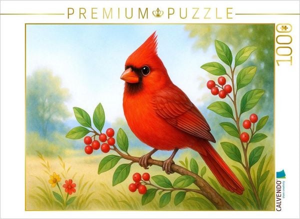 CALVENDO Puzzle Kardinal - der rote Vogel Nordamerikas | 1000 Teile Lege-Größe 64x48cm Foto-Puzzle für glückliche Stunden