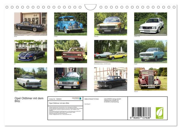 Produktbild: Opel Oldtimer mit dem Blitz (Wandkalender 2026 DIN A4 quer), CALVENDO Monatskalender