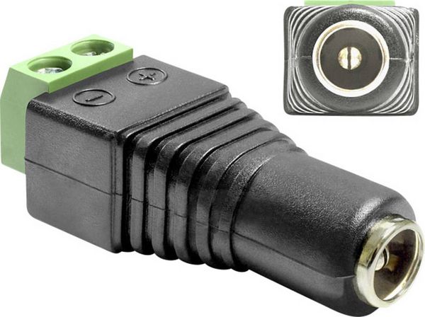 Delock 65421 DC (Strom) Adapter [1x DC-Buchse 5.5mm - 1x 2-Draht-Leitung] Schwarz 0.00m