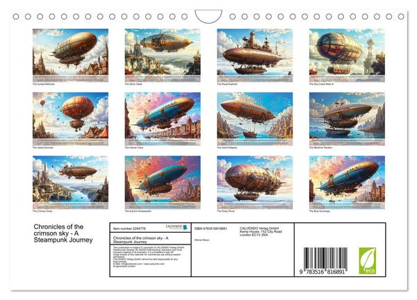 Produktbild: Chronicles of the crimson sky - A Steampunk Journey (Wall Calendar 2027 DIN A4 landscape), CALVENDO 12 Month Wall Calendar