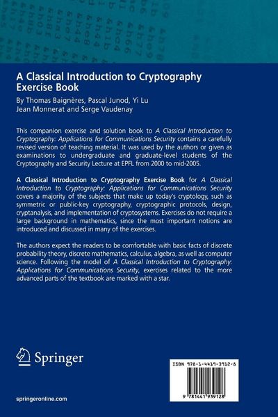 Produktbild: A Classical Introduction to Cryptography Exercise Book