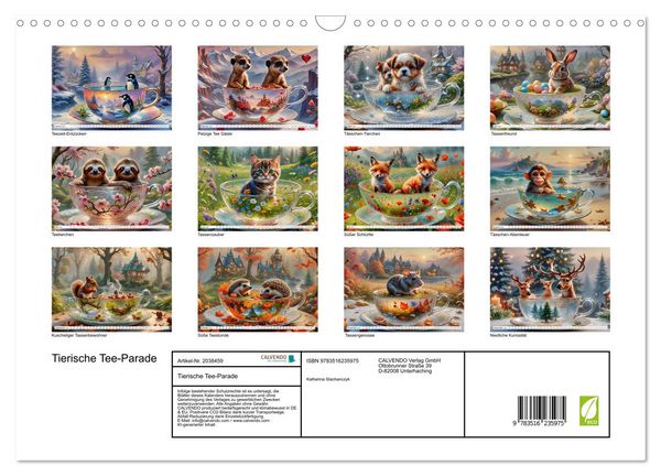 Produktbild: Tierische Tee-Parade (Wandkalender 2026 DIN A3 quer), CALVENDO Monatskalender