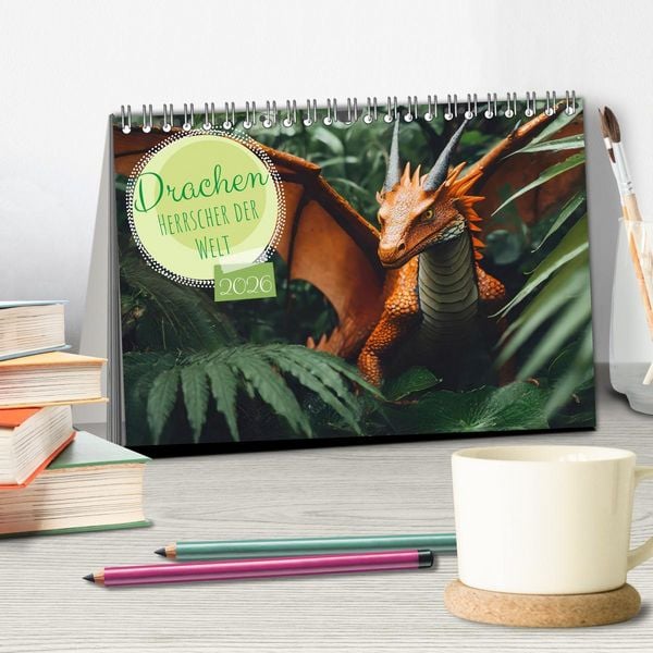 Produktbild: Drachen - Herrscher der Welt (Tischkalender 2026 DIN A5 quer), CALVENDO Monatskalender