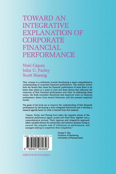 Produktbild: Toward an Integrative Explanation of Corporate Financial Performance
