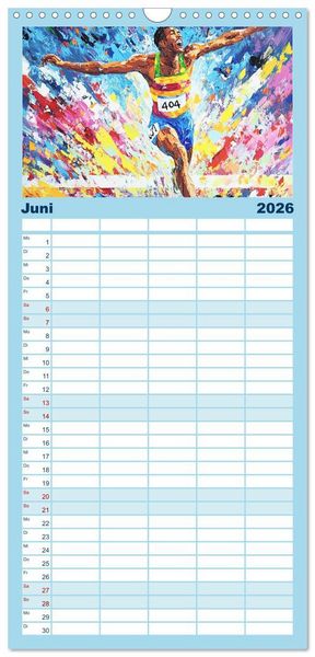 Produktbild: Familienplaner 2026 - Kunst des Sports mit 5 Spalten (Wandkalender, 21 x 45 cm) CALVENDO