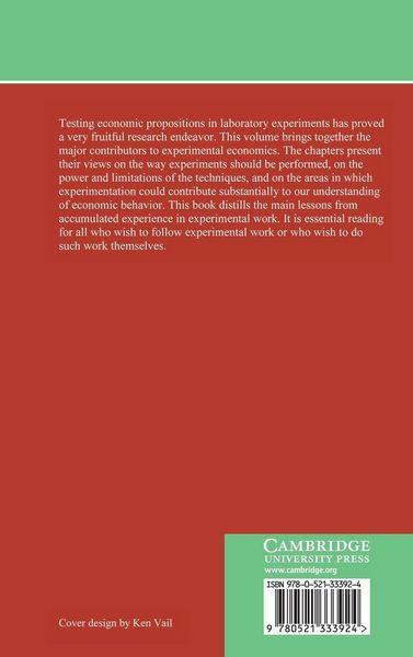 Produktbild: Laboratory Experimentation in Economics