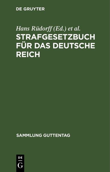 Produktbild: Strafgesetzbuch f&uuml;r das Deutsche Reich