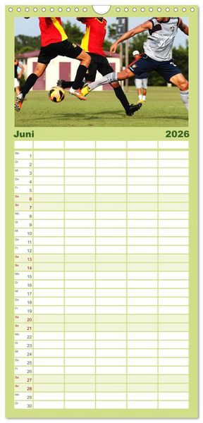 Produktbild: Familienplaner 2026 - Leidenschaft Fu&szlig;ball mit 5 Spalten (Wandkalender, 21 x 45 cm) CALVENDO