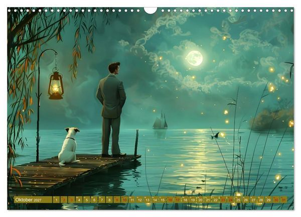 Produktbild: B&uuml;cher, Liebe und ein kleiner Hund (Wandkalender 2027 DIN A3 quer), CALVENDO Monatskalender