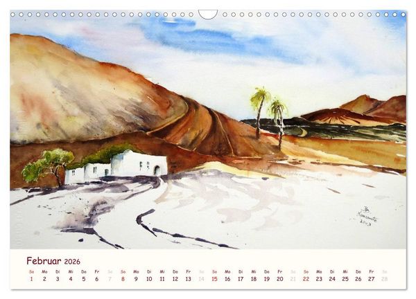Produktbild: Lanzarote und Teneriffa - Aquarelle (Wandkalender 2026 DIN A3 quer), CALVENDO Monatskalender