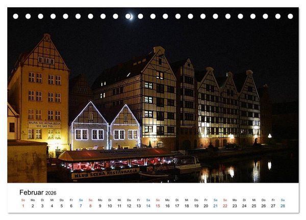 Produktbild: Das alte Danzig - Ein Stadtbummel am Abend (Tischkalender 2026 DIN A5 quer), CALVENDO Monatskalender