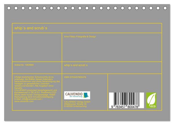 Produktbild: whip`s and scrub`s (Tischkalender 2026 DIN A5 quer), CALVENDO Monatskalender
