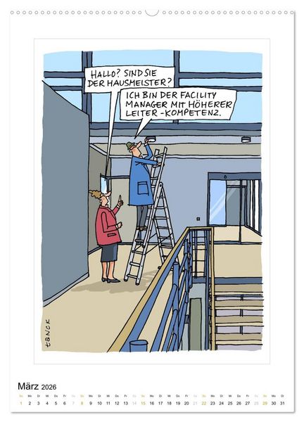 Produktbild: Betongold lacht - Cartoons (Wandkalender 2026 DIN A2 hoch), CALVENDO Monatskalender