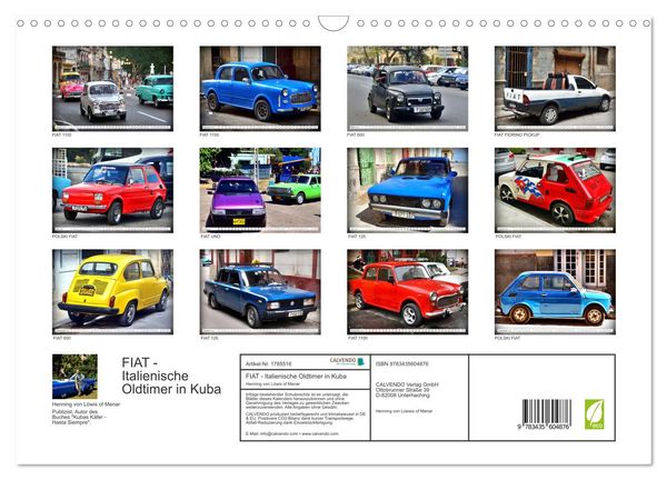 Produktbild: FIAT - Italienische Oldtimer in Kuba (Wandkalender 2025 DIN A3 quer), CALVENDO Monatskalender