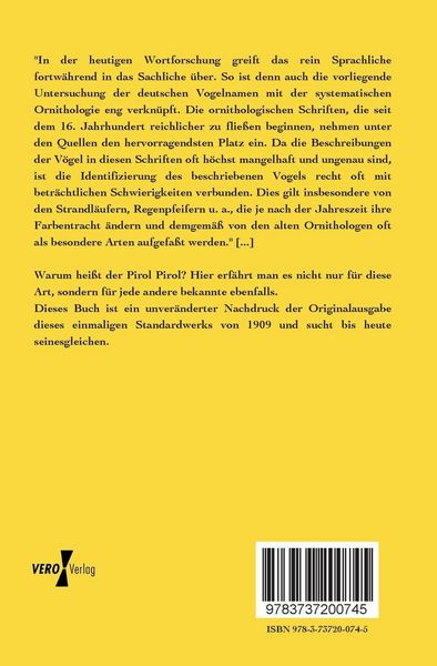 Produktbild: Deutsche Vogelnamen, ihre Herkunft und Bedeutung