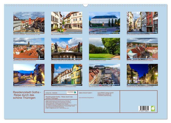Produktbild: Residenzstadt Gotha - Reise durch das sch&ouml;ne Th&uuml;ringen (Wandkalender 2026 DIN A2 quer), CALVENDO Monatskalender