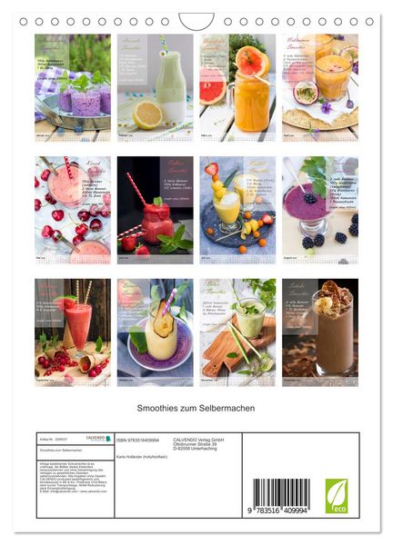 Produktbild: Smoothies zum Selbermachen (Wandkalender 2026 DIN A4 hoch), CALVENDO Monatskalender